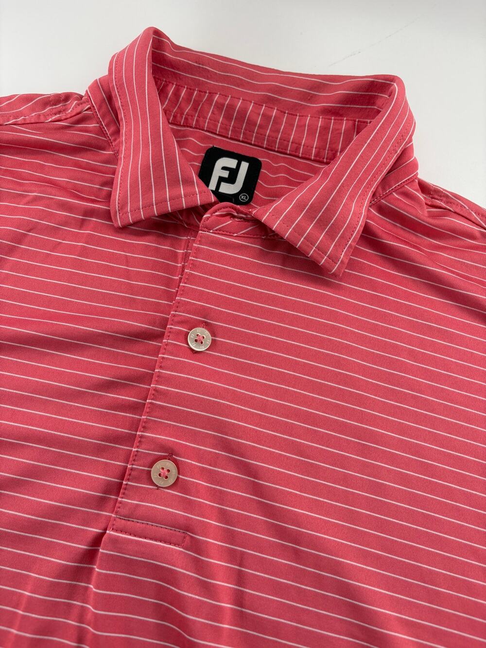 FootJoy Golf Polo Tega Cay Golf Club Logo Coral Pinstripe Mens XL